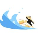 ビーチで泳いだ